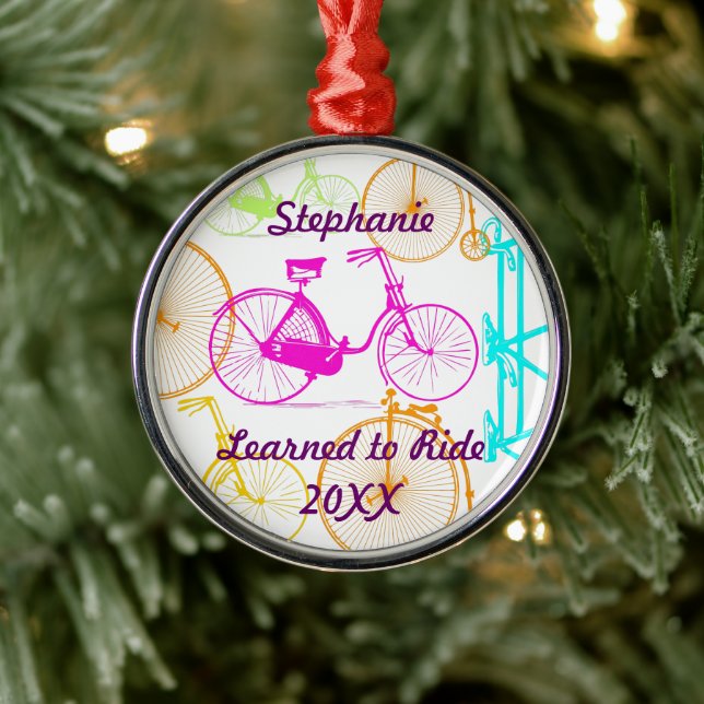 Learned to Ride Bike Keepsake and Year Metal Tree Decoration (Tree)