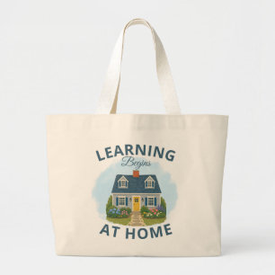 Learning Begins at Home Tote Bag   Homeschool Bag