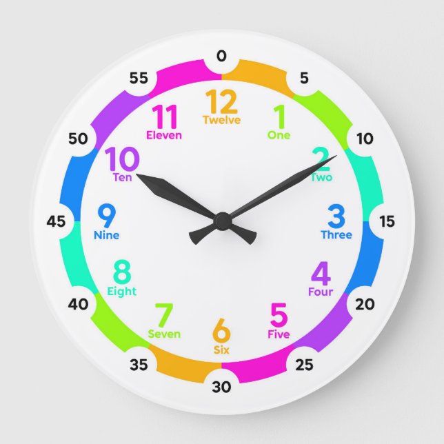 Learning Clock - Neon Rainbow (Front)