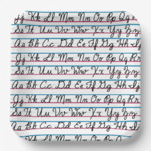 Learning Cursive Script Handwriting Back to School Paper Plate