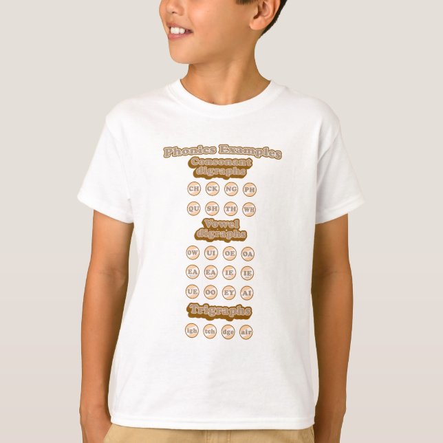 Learning English Phonics Consanant Digraphs T-Shirt (Front)