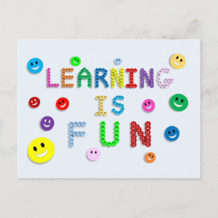 LEARNING IS FUN HAPPY FACES EDUCATION SCHOOL MOTTO POSTCARD
