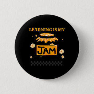 Learning Is My Jam Teacher Student Book Lover Back 6 Cm Round Badge