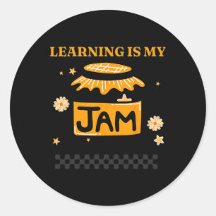 Learning Is My Jam Teacher Student Book Lover Back Classic Round Sticker