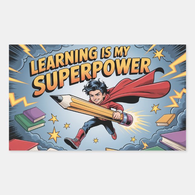 Learning Is My Superpower – Motivational Sticker f (Front)