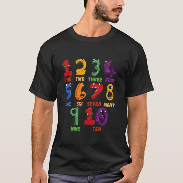 Learning Math Numbers Counting Funny Back to Schoo T-Shirt (Front)