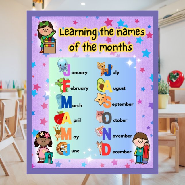 Learning the Months of the Year Colourful  Poster (Creator Uploaded)