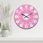 Learning to Tell Time (Pink) Large Clock<br><div class="desc">Fun design for this wall clock for children as they learn to tell time.</div>