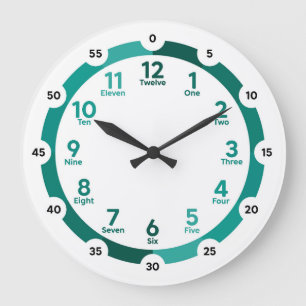 Learning Wall Clock - Turquoise Hues