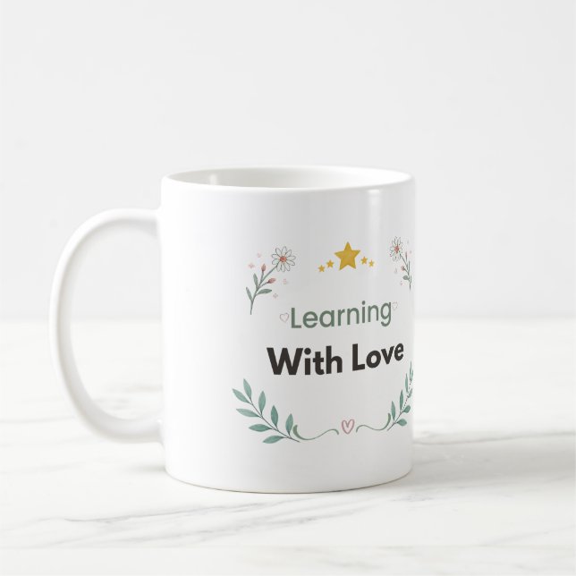 Learning With Love Teacher Floral Coffee Mug (Left)