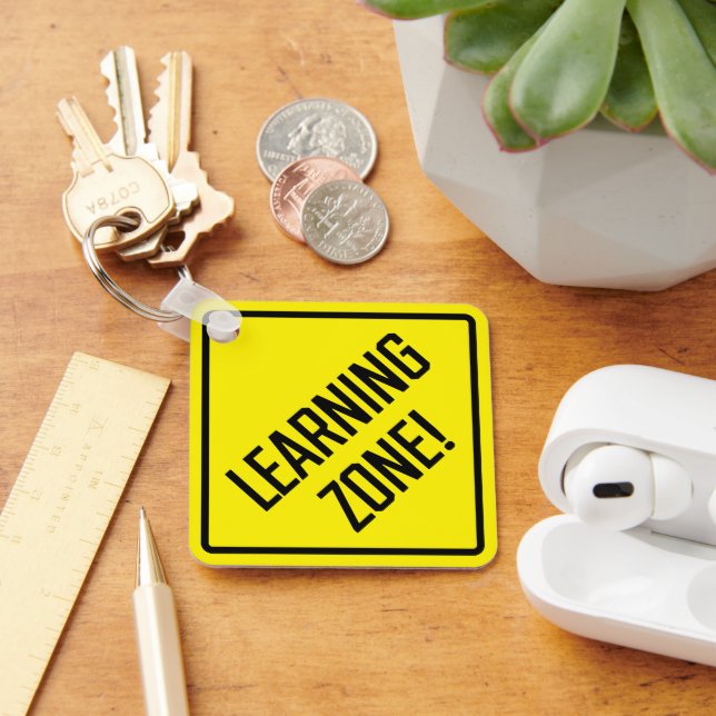 Learning Zone! Metal Square Keychain (Desk)
