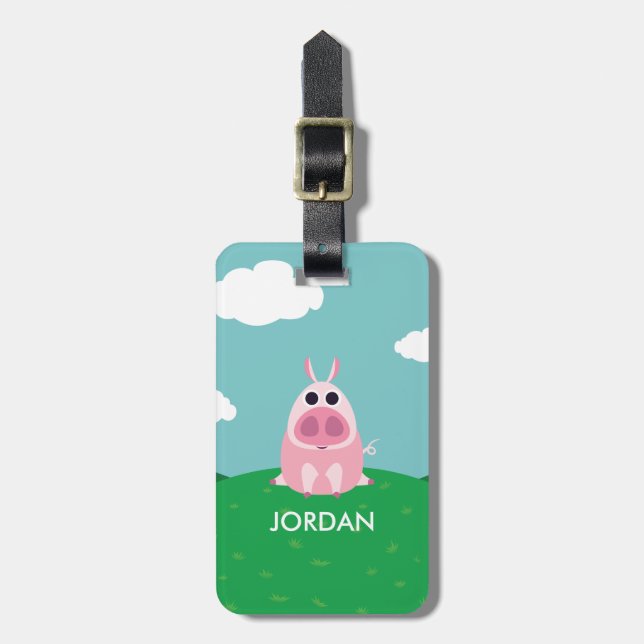 Leary the Pig Luggage Tag (Front Vertical)