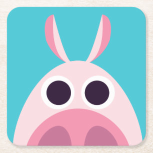 Leary the Pig Square Paper Coaster