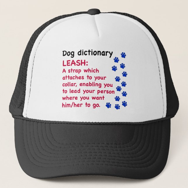 Leash - dog dictionary trucker hat (Front)