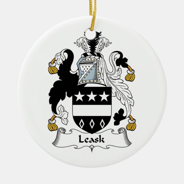 Leask Family Crest Ceramic Tree Decoration (Front)