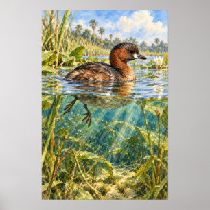 Least Grebe Between Two Worlds – South Texas Water Poster