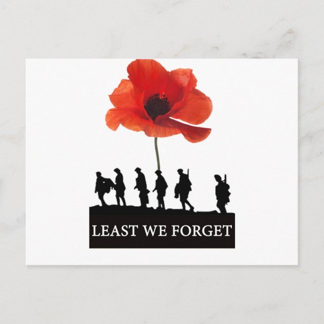 LEAST WE FORGET SOLDIERS MARCHING POSTCARD (Front)