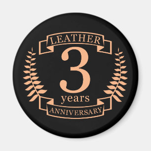 Leather 3 years wedding anniversary magnet