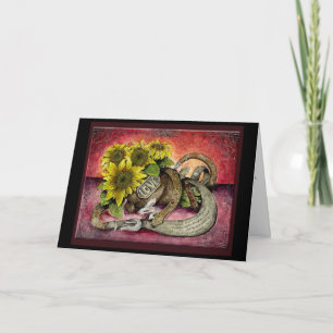 Leather 3rd year Wedding Anniversary gift card. Card