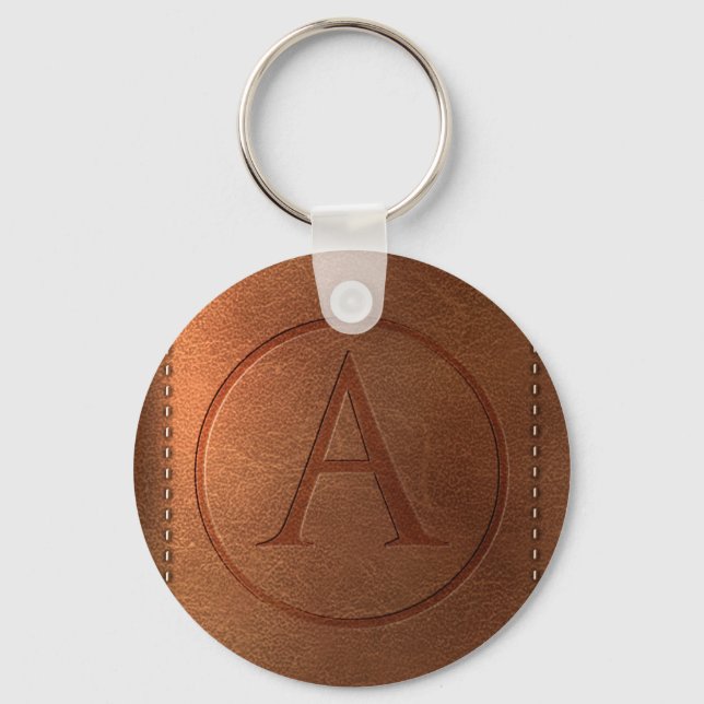 leather alphabet letter A Key Ring (Front)