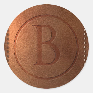 leather alphabet letter B Classic Round Sticker