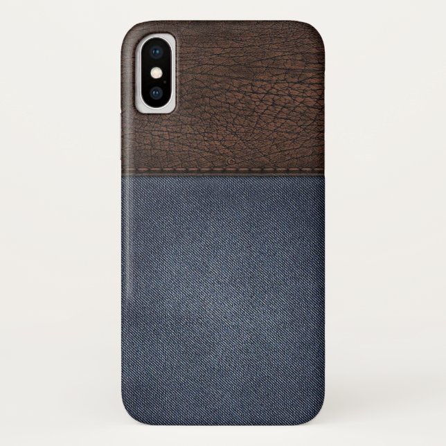 Leather and denim texture iPhone case (Back)
