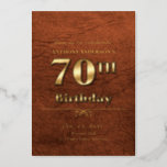 Leather and Gold 70th Birthday Party<br><div class="desc">Leather and gold for a 70th birthday party. The personal details can all be changed but not the age.</div>