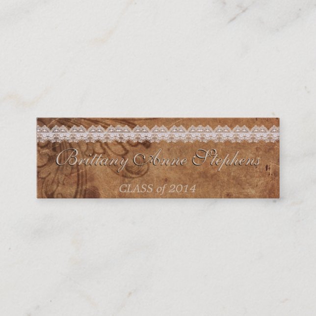 Leather and Lace Graduation Name Card Insert (Front)