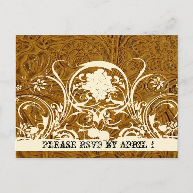 Leather and Lace RSVP Invitation Postcard (Front)