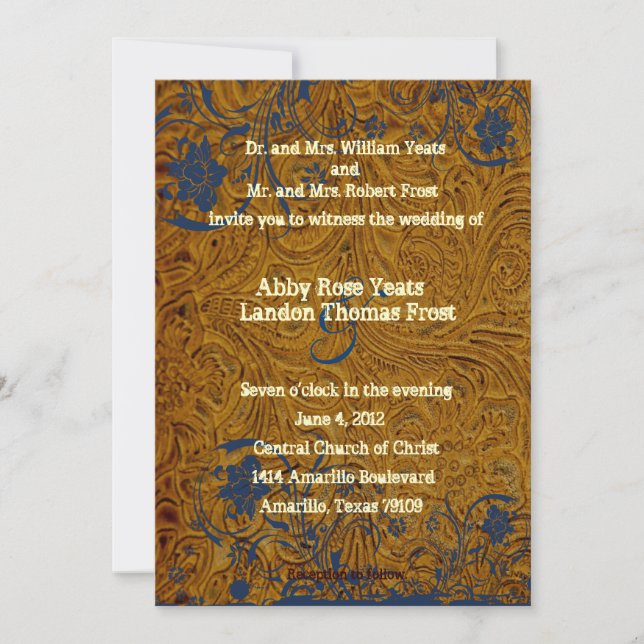 Leather and Lace Wedding Invitation (Front)