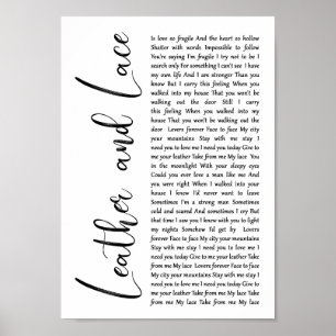 Leather And Lace White Script Song Lyric Print