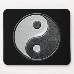 Leather and Steel Effect Yin Yang Graphic Mouse Mat