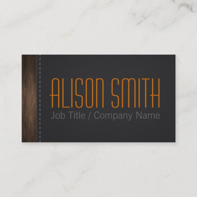 Leather and wood business card (Front)