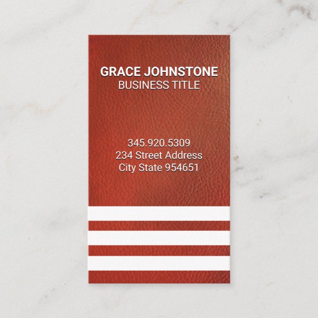 Leather Background White Stripes Business Card (Front)