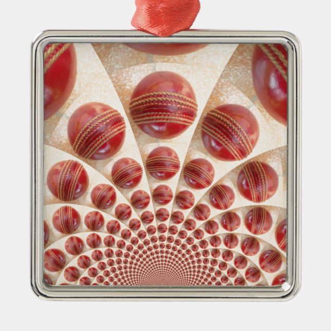 Leather Ball Rhythm Cricket Balls: Rhythmic Array Metal Tree Decoration (Front)