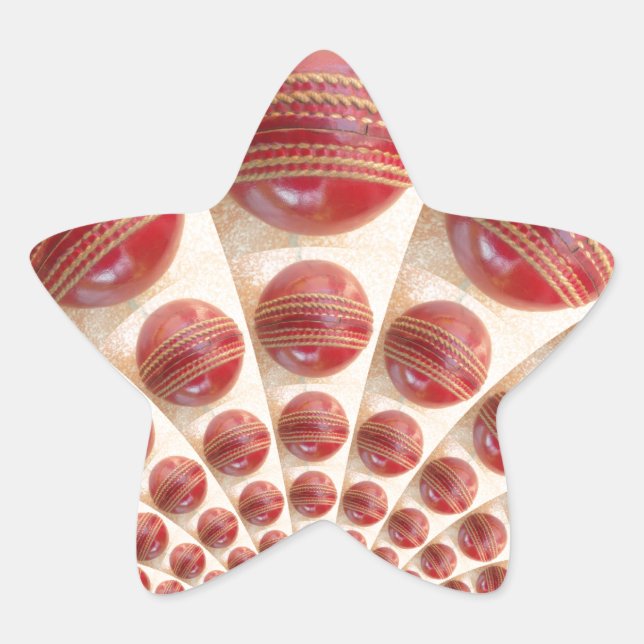 Leather Ball Rhythm Cricket Balls: Rhythmic Array Star Sticker (Front)