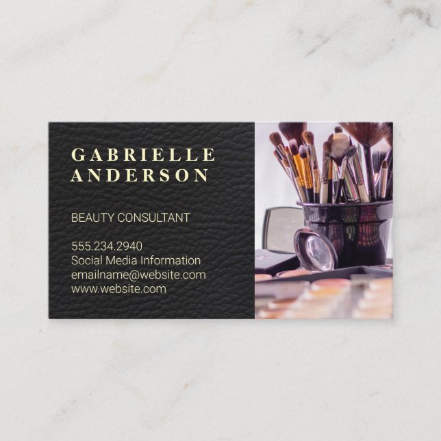 Leather | Beauty Fashion Stylist Business Card (Front)