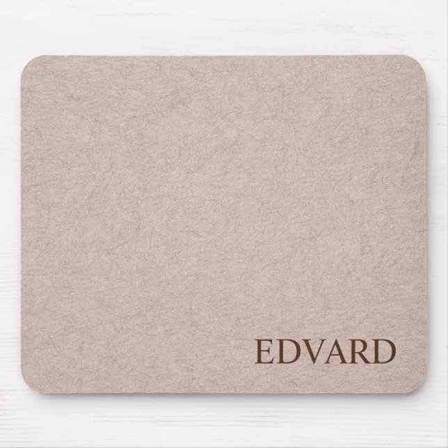 Leather Beige Design Monogrammed Mouse Mat (Front)