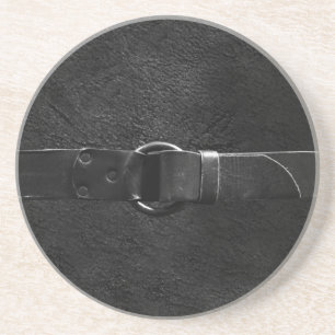 Leather & Belt, Dark Grey Sandstone Drink Coaster