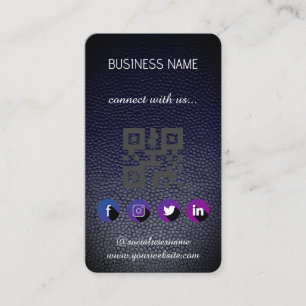 Leather black -Social Media QR Code  Business Card