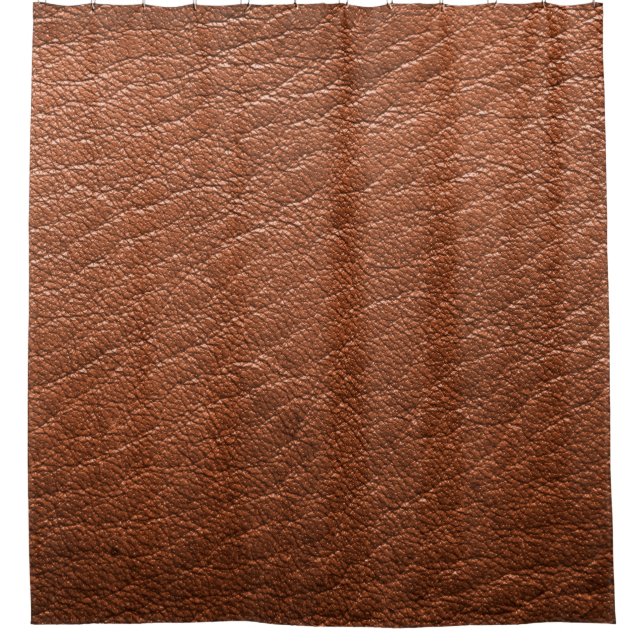 Leather brown structure clothing shower curtain (Front)