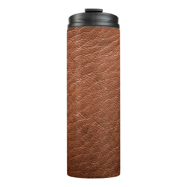Leather brown structure clothing thermal tumbler (Front)