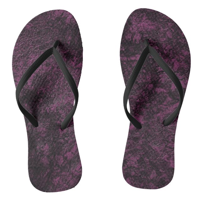 Leather Burgundy texture Flip Flops (Footbed)