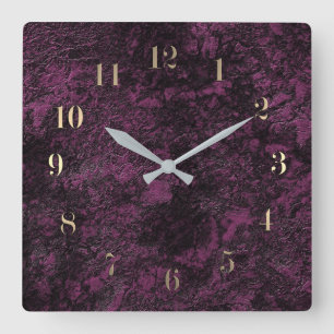 Leather Burgundy texture Square Wall Clock