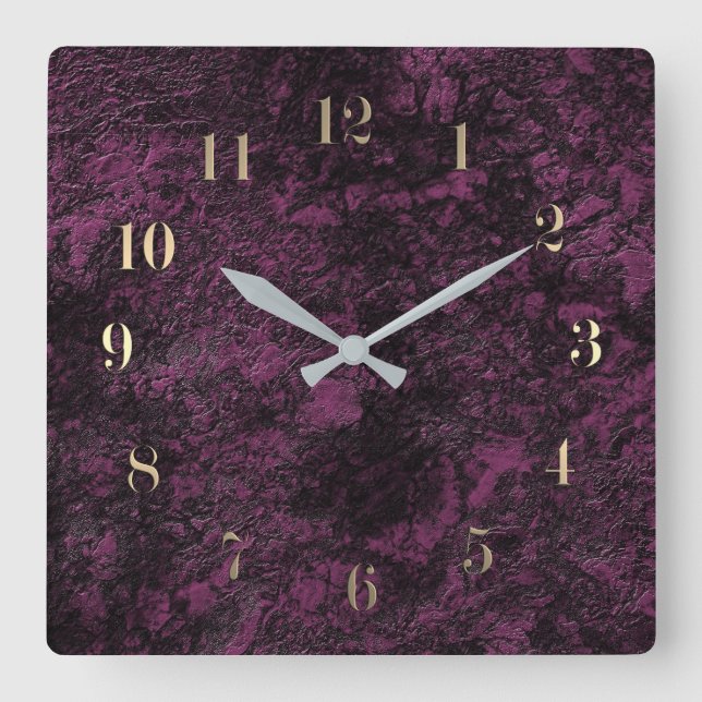 Leather Burgundy texture Square Wall Clock (Front)