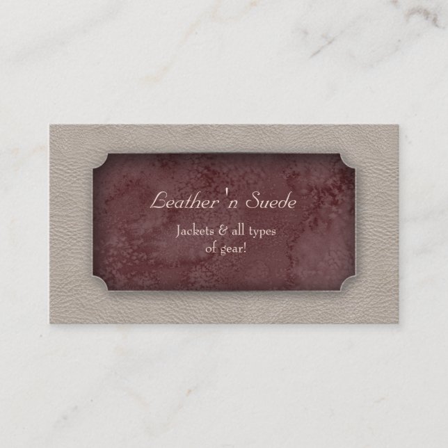 Leather Business Card 'n Suede Burgundy (Front)
