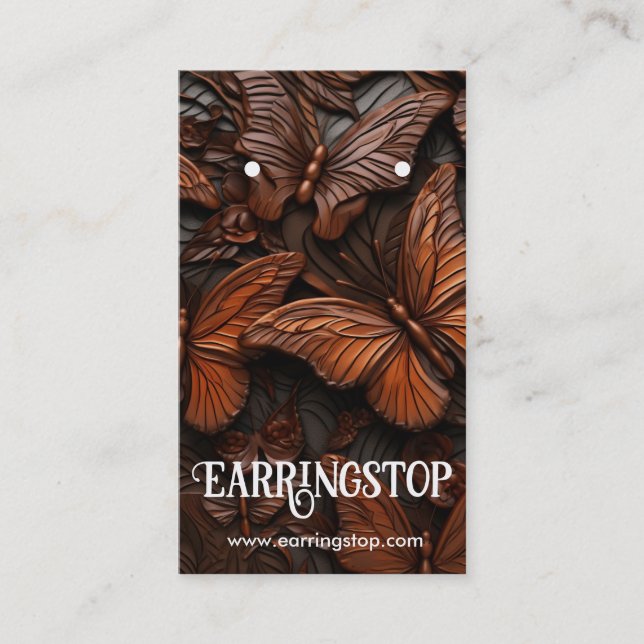 Leather Butterfly Design Pattern Earring Cards (Front)