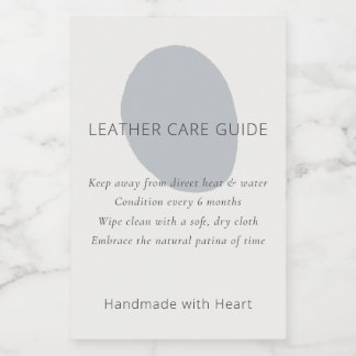 Leather Care Guide Slate Artisan 2x3 Custom Label