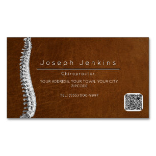  Leather Chiropractor Chiropractic Spine Therapist Magnetic Business Card