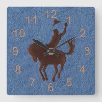 Leather Cowboy and Horse on Denim